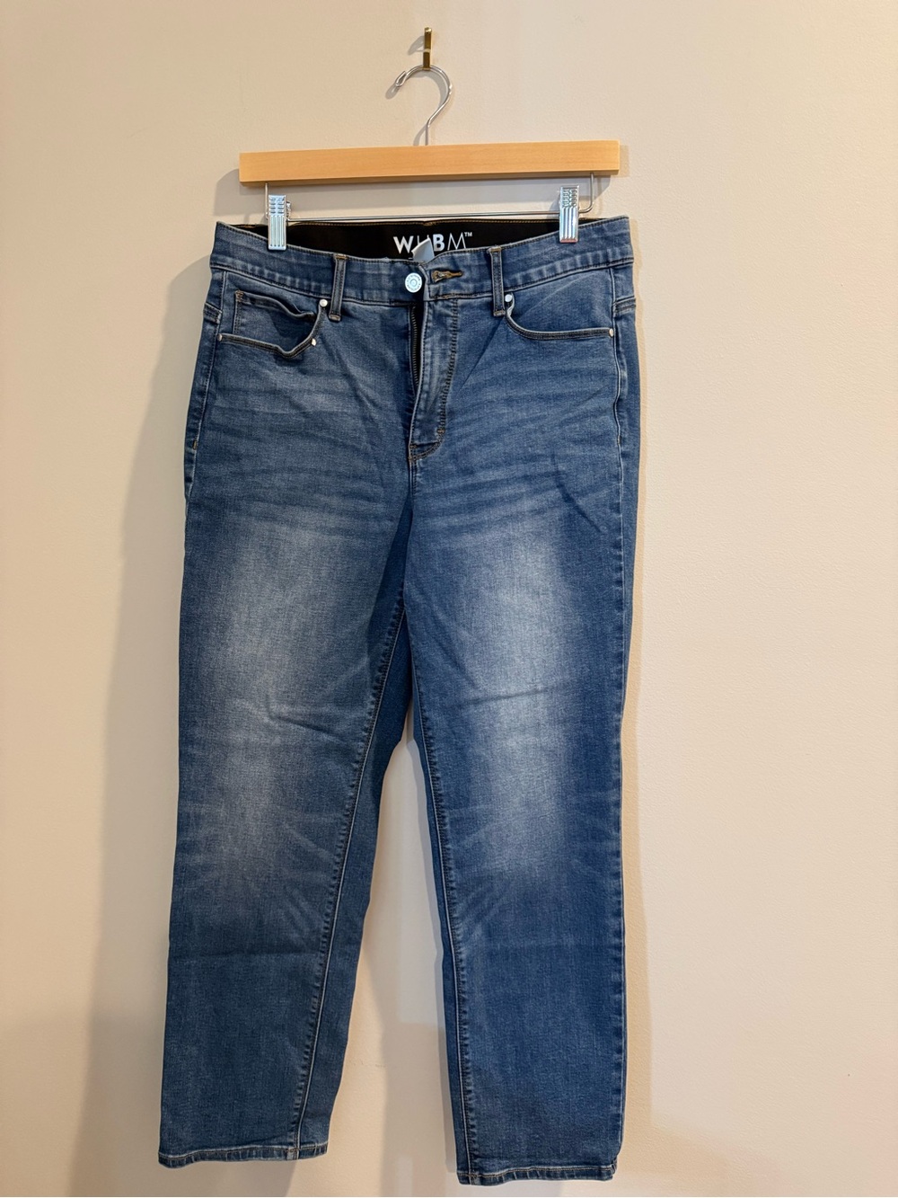 White House Black Market Straight-Leg Mid Blue Jeans